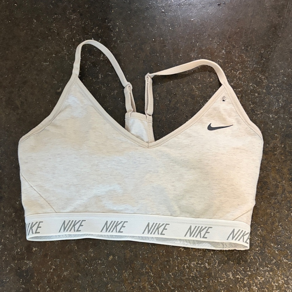 Nike Beige Sports Bra with Logo